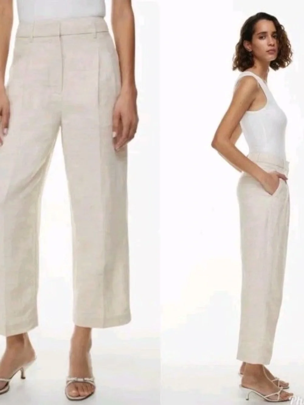 Wilfred Cropped High-Rise Wide-Leg Pants - Cream Size 2 Tencel Lyocell Linen